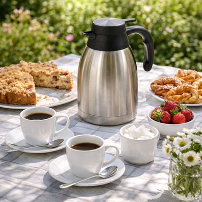 Edelstahl Isolierkanne Kaffeekanne Teekanne 1,5 Liter Thermo Doppelwandig Griff