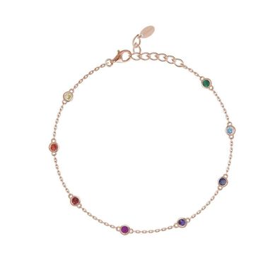 Mabina Damen Fußkette 925 Silber 533376 Rosegold plattiert, Zirkonia