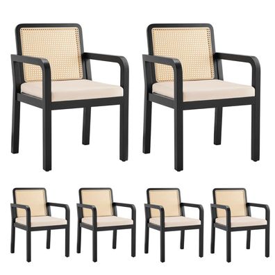 6x Velours Esszimmerstuhl Schminkstuhl ergonomisch Rattan Gummiholz