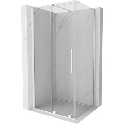Mexen Velar Duschabtrennung 110x85cm, Weiß, Transparent, Schiebetür, 8mm Glas