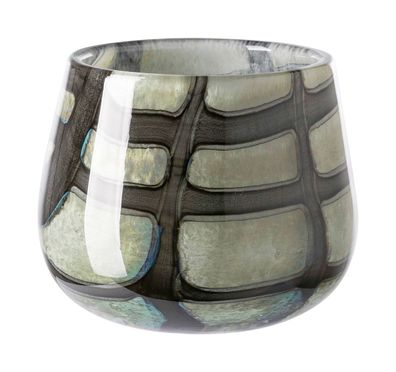 Fink MARLY, Windlicht, Vase, Glas, glatt, hellgrün, schwarz, L. 13.5 cm, B. 13.5