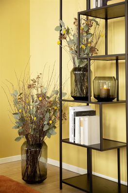 Fink ORELIA, Windlicht, Vase, Glas, grau, L. 20 cm, B. 20 cm, H. 28 cm, D. 20 cm