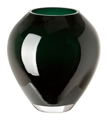 Fink LIVIA, Glasvase, durchgefärbtes Glas, dunkelgrün, L. 16 cm, B. 16 cm, H. 18