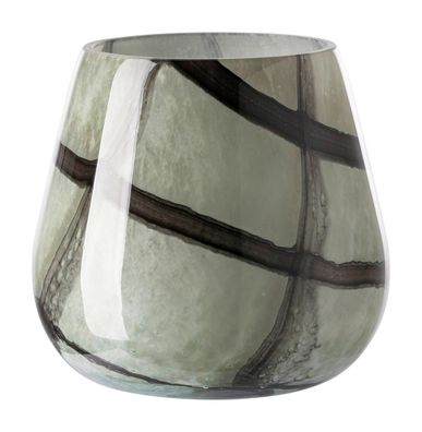 Fink MARLY, Windlicht, Vase, Glas, glatt, hellgrün, schwarz, L. 18.5 cm, B. 18.5