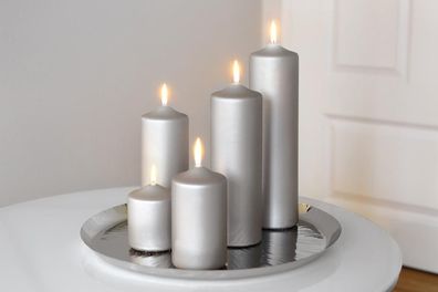 Fink CANDLE, metallic Stumpenkerze, Paraffin, stein, L. 8 cm, B. 8 cm, H. 10 cm,