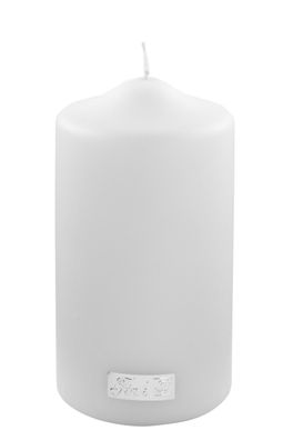 Fink CANDLE, metallic Stumpenkerze, Paraffin, weiß, L. 8 cm, B. 8 cm, H. 15 cm,