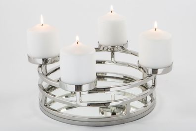 Fink MODENA, Tablett, Kranz, Edelstahl , Spiegelglas, silberfarben, L. 37.5 cm,