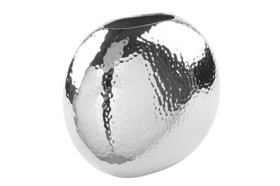 Fink LUNA, Vase, vernickelt, Eisen, gehämmert, silberfarben, L. 9.5 cm, B. 16 cm,