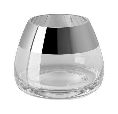 Fink BELLA, Teelichthalter, Glas, Silberfolie, silberfarben, transparent, L. 11