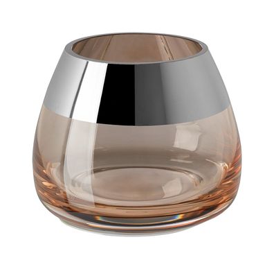 Fink BELLA, Teelichthalter, Glas, glatt, silberfarben, sand, L. 11 cm, B. 11 cm,