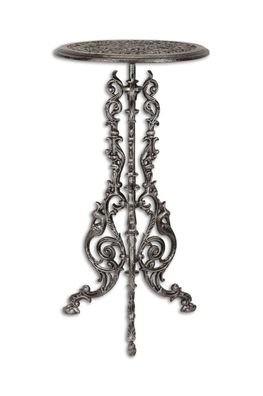 Gartentisch aus Gusseisen Farbe silber-schwarz Replikat Retro Design Dekoration