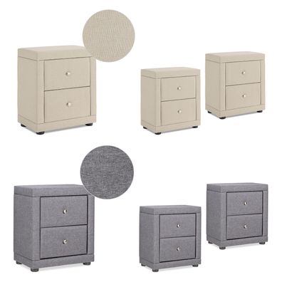 Nachtschrank 1 oder 2 Nachttische mit 2 Schubladen Nachtkommode Beistelltisch