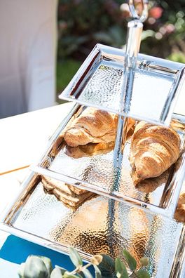 Fink NAGANO, 3er Etagere, Edelstahl , gehämmert, silberfarben, L. 34 cm, B. 34