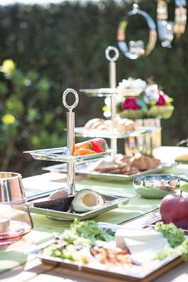 Fink NAGANO, 2er Etagere, Edelstahl , gehämmert, silberfarben, L. 24 cm, B. 24