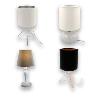 LED Tischleuchte ohne Leuchtmittel Textilschirm matt weiß Wohnzimmerlampen Stoff