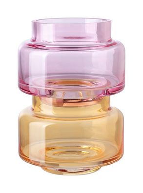 Fink NICE ONE 2er Set, Teelichthalter, Glas, orange, rose, L. 9.5 cm, B. 9.5 cm,