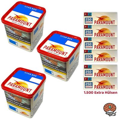 Paramount Volumentabak Titan Box 3x 315g, 1500 Extra Hülsen