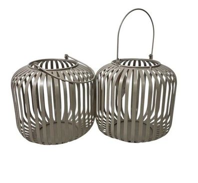 Noor Living 2x Windlicht Beige Metall