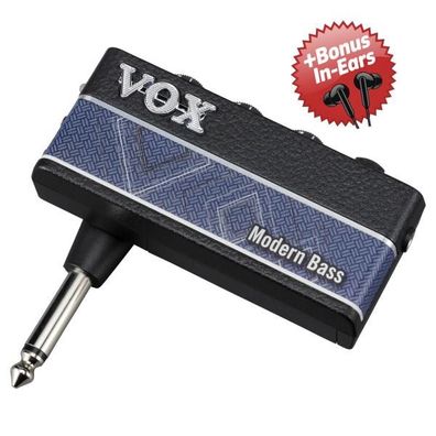 Vox Kopfhörer-Verstärker für Bassgitarre amPlug 3 Modern Bass + Bonus In-Ear Kopfhöre