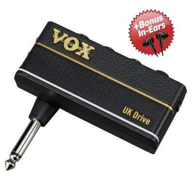 Vox Kopfhörer-Verstärker für Gitarre amPlug 3 UK Drive + Bonus In-Ear Kopfhörer