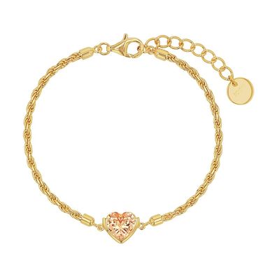 JOOP! Armband Damen 2100959 Silber 925, Gold plattiert, Zirkonia, Herz, Beige