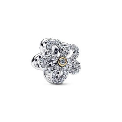 Bead - Silber - Pavé Blume Offenes Charm