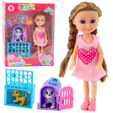 Lean Mini Puppe Mit Zubehör Kinderwagen Katzen Rosa Puppe Set