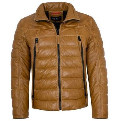 Jilani - Herren Lederjacke Steppjacke Lammnappa mustard-senfgelb
