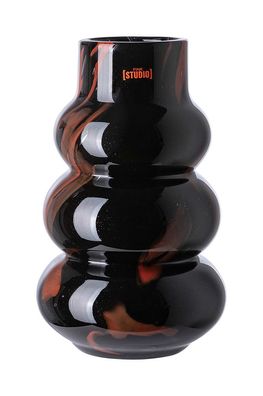 Fink WAVE FRONT, Vase, Glas, glatt, rot, schwarz, L. 18 cm, B. 18 cm, H. 30 cm,