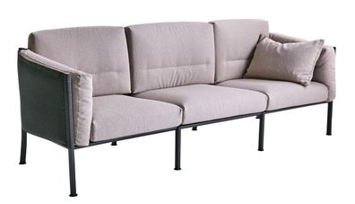 Gartensofa Delux von Brafab aus Edelstahl und Teddy-Olefin Stoff, modern, beige,