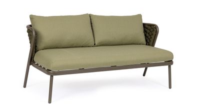 Gartensofa Harlow aus Aluminium, modernes Design, gepolsterte Kissen, olive