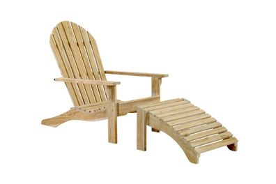 Gartenliegestuhl Opal mit Hocker aus Teakholz, klassisch, natur, whitewash