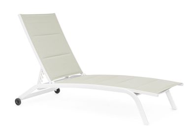 Sonnenliege Cleopass 2er-Set aus Aluminium, modern, verstellbar mit Rollen, Weiß Lagu