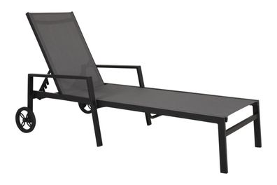 Gartenliege Leone aus Aluminium, modern mit verstellbarer Rückenlehne, schwarz, Outdo