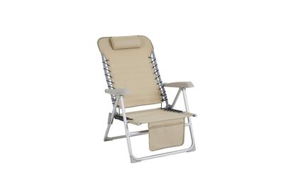 Liegestuhl Ulrika mit Armlehne aus Aluminium und Stoff, modern, beige, verstellbare R