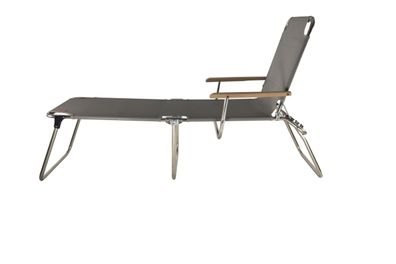 Gartenliege Amigo aus Aluminium mit Armlehne, modern und wetterfest, grau, 3-fach ver