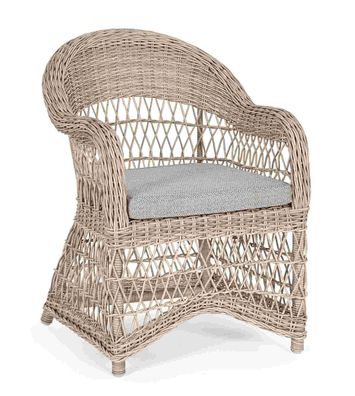 Gartensessel Jupiter mit Kissen, Aluminium und Olefin-Geflecht, Boho Stil, grau,