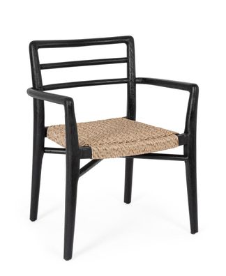 Gartenstuhl Leticia aus Teakholz, modernes Design, stapelbar, natur schwarz, für