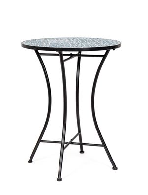 Gartenesstisch Samos aus Metall und Keramik, klassisch rund, schwarz, für 1-2