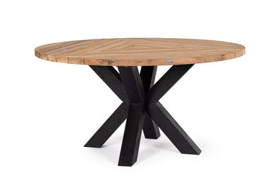 Gartenesstisch Roderick aus recyceltem Teakholz, skandinavischer Stil, rund,