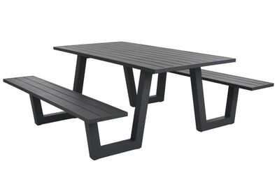 Picknicktisch Bolid aus Aluminium, modern, anthrazit, geeignet für 4-6 Personen,