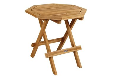 Gartenbeistelltisch Syros aus Teak, klassisch klappbar, natur, Ø 50 cm, Outdoor