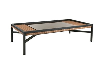 Gartencouchtisch Shell, aus Rattan und Aluminium, modern, natur und schwarz,