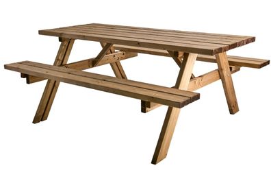 Picknicktisch Arvidsbo aus Kiefernholz, skandinavischer Stil, natur, für 6-8