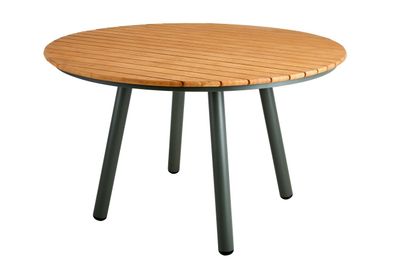 Gartenesstisch Bam Bo von Brafab aus Bambus und Aluminium, modern, rund, Nordic