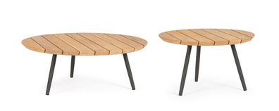 Gartencouchtisch-Set Ivissa aus Teakholz, modern skandinavisch, anthrazit natur,
