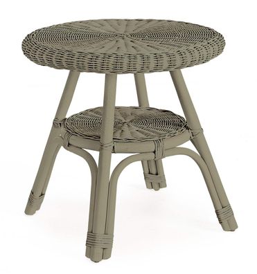Gartenbeistelltisch Alliss aus Rattan, klassisch rundes Design, Olive, robust
