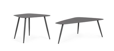 Gartencouchtisch Yvonne 2er-Set aus Metall, modern, anthrazit, eckig,
