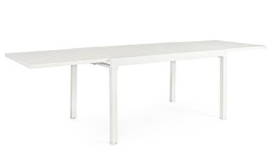 Gartenesstisch Pelagius aus Aluminium, ausziehbar und wetterfest, modern, weiß,
