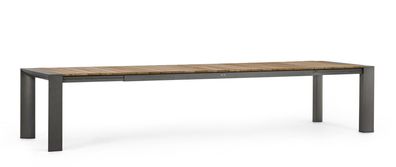 Gartentisch Cameron aus Aluminium und Teakholz, modern mit Ausziehfunktion,